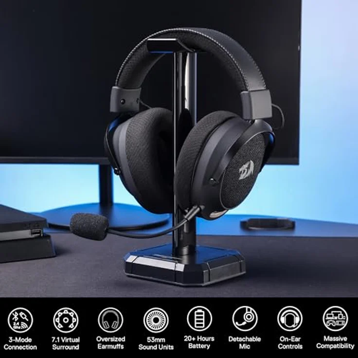 Redragon ARROW Pro Carbon H858, 7.1 Wireless Gaming Headset mit 53-mm-Treibern, Schwarz – Bild 7