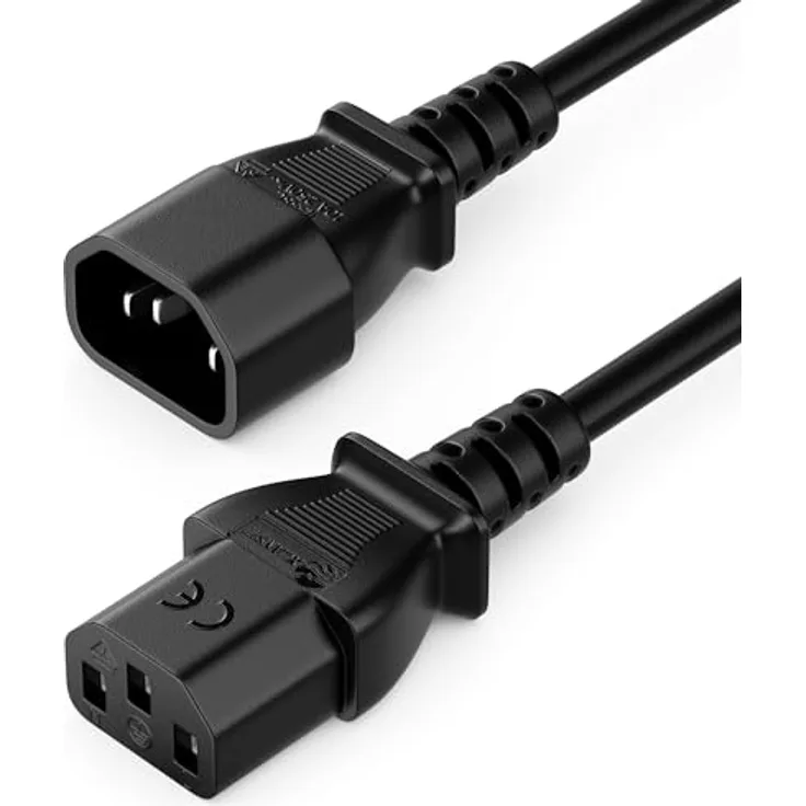 deleyCON 4m Kaltgerätekabel Verlängerung, IEC C13 auf C14, max. 1600 Watt, Schwarz