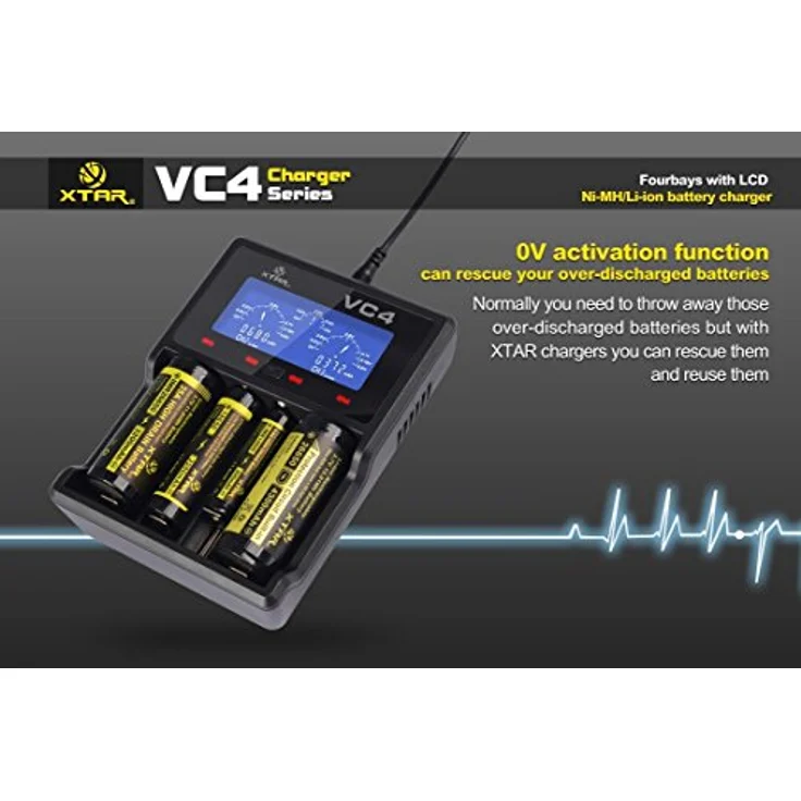 Xtar VC4 Ladegerät mit LCD Display für Li-Ion-NI-MH Akku schwarz – Bild 6
