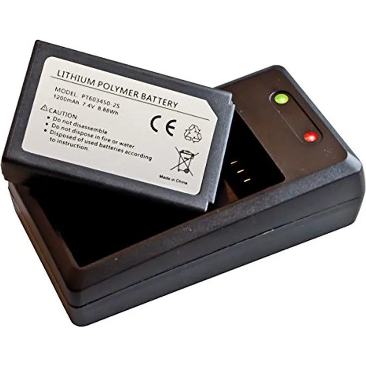 PeakTech P 3440 BC Lithium Polymer Akku 1200mAh 7.4V (8.88Wh) mit Ladeadapter für Grafisches Multimeter 3440, 1 Stück