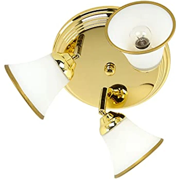 Licht-Erlebnisse Deckenleuchte GRANDO aus Glas Metall in Gold für Badezimmer Bad Ø23 cm E14 max. 40 W 3-flammig blendarm runde Deckenlampe Jugendstil – Bild 5