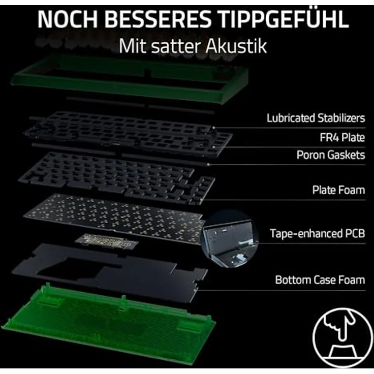 Razer BlackWidow V4 75% Phantom Green Edition, Hot-swap-fähige mechanische Gaming-Tastatur mit Orange Tactile Switches, Aluminiumgehäuse, Chroma RGB und Mediensteuerung, US Layout | Phantom Green – Bild 4
