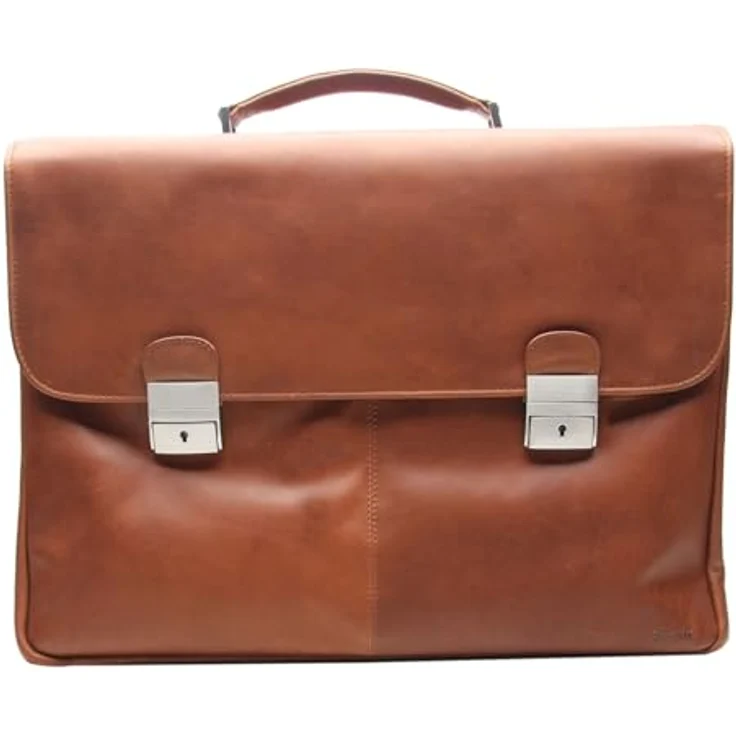 Esquire Dallas Aktentasche Leder, 42 cm mit Laptopfach, braun, 100% Leder – Bild 1