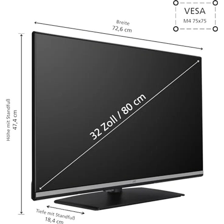 JVC Fernseher 32 Zoll Smart TV VIDAA LT-32VDF5455 - Full HD Fernseher, HDR TV mit integriertem Triple-Tuner, LED TV schwarz – Bild 3