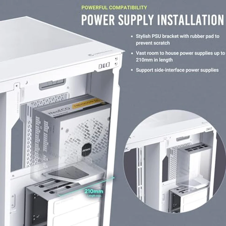 Antec C8 (mATX, ITX, ATX, E-ATX), PC Gehäuse, Weiss – Bild 13