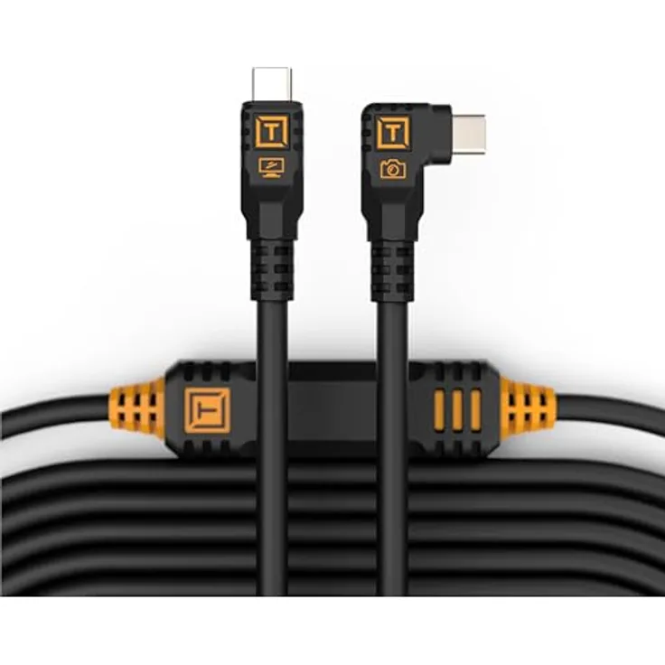 Tether Tools TetherPro Optima Exklusive USB-Datenübertragungskabel, 10 Gbit/s, 4,6 m, gerade auf rechtwinklig, Schwarz