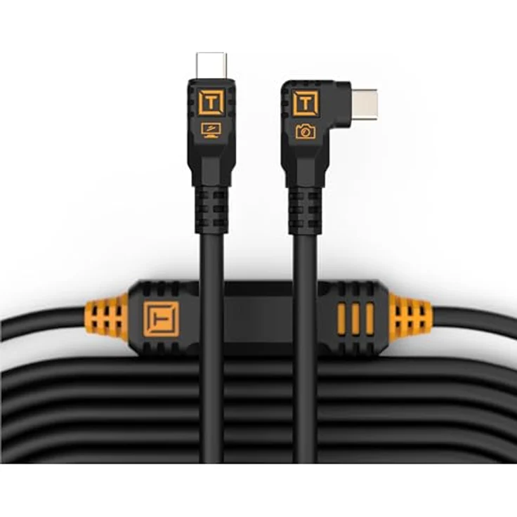 Tether Tools TetherPro Optima Exklusive USB-Datenübertragungskabel, 10 Gbit/s, 4,6 m, gerade auf rechtwinklig, Schwarz – Bild 1