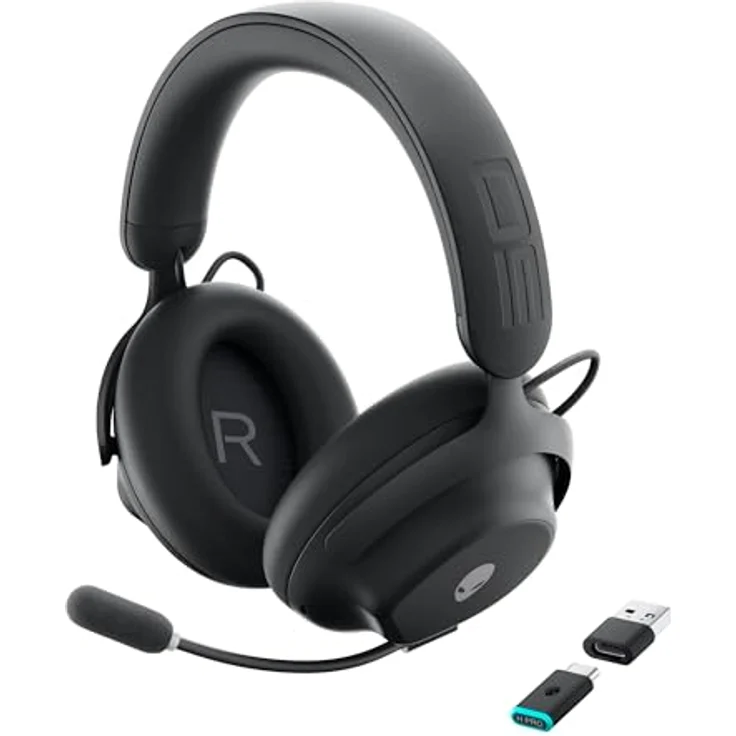 Alienware Pro Wireless-Gamingheadset – Kabellos, 50-mm-Graphen-Treiber, KI- & ANC-Geräuschunterdrückung, Dual-Mikrofone, E-Sport-optimiert, Dark Side of the Moon – Bild 1