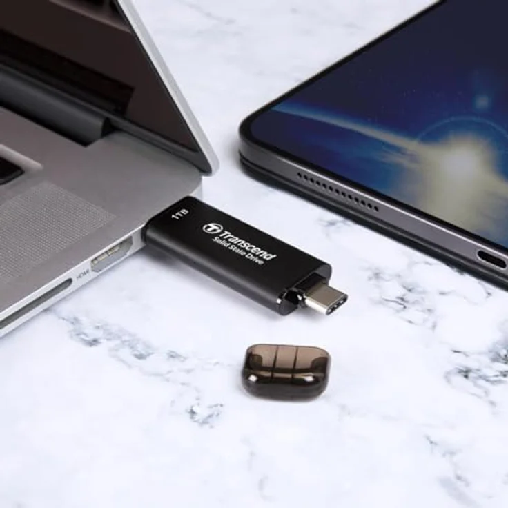 Transcend Portable SSD ESD310C 128GB Type-A/Type-C - Hohe Lesegeschwindigkeit bis zu 1050 MB/s, langlebig – Bild 3