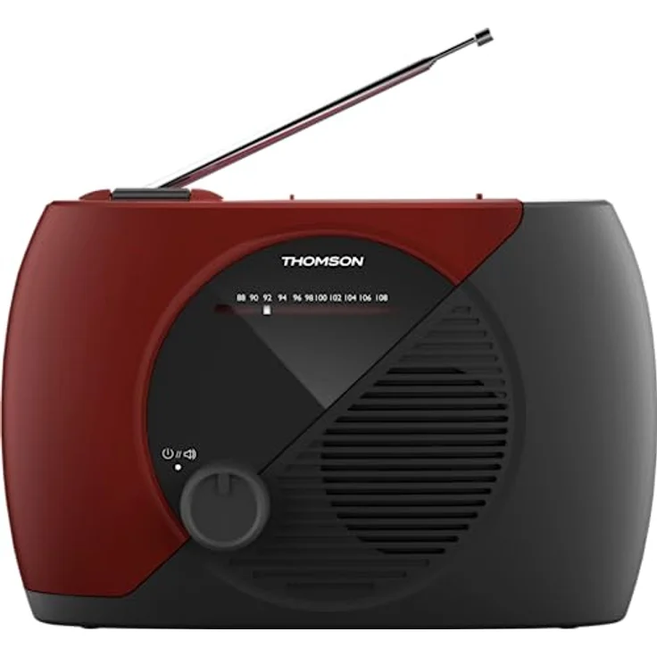 Thomson RT353 Küchenradio, analoger Tuner, UKW-Empfang, rot-schwarz, flexibel mit Netz- und Batteriebetrieb – Bild 5