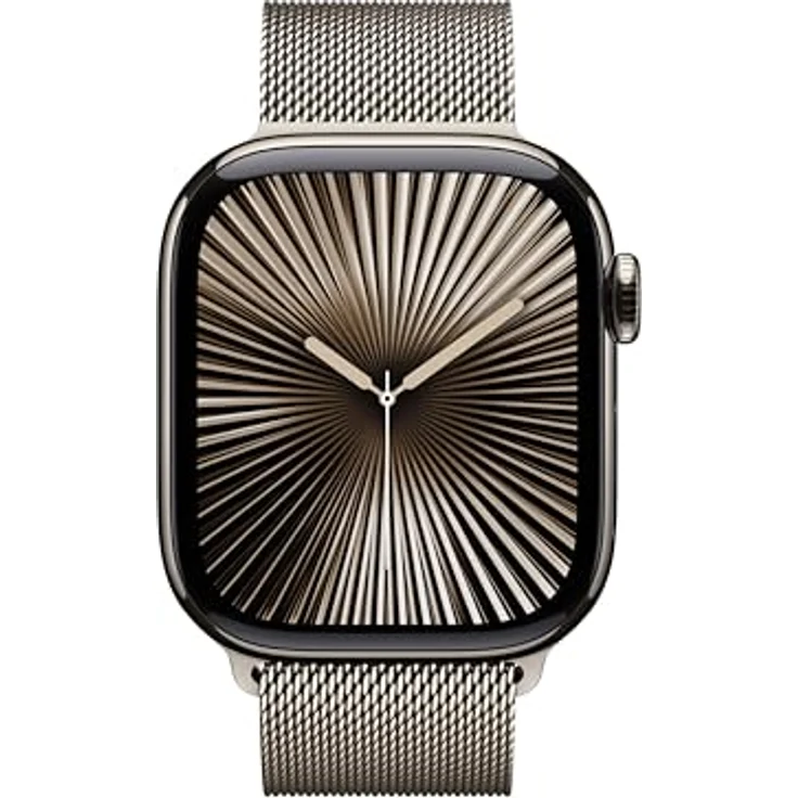 Apple Watch Series 10, 42 mm, GPS + Cellular, Titangehäuse Natur, Milanaise Armband Natur, One size – Bild 2