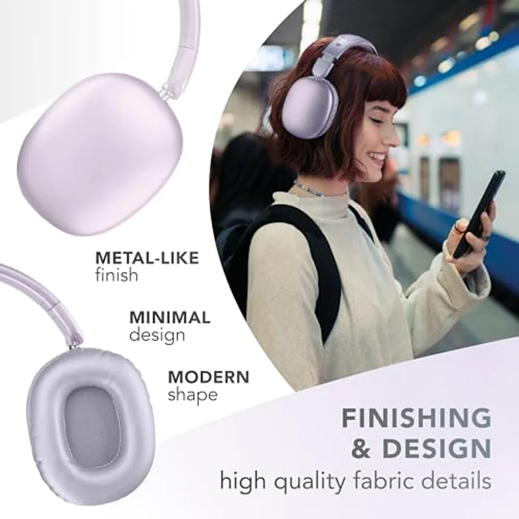 Music Sound MAXI3 Kabellose Over-Ear-Kopfhörer mit Aktiver Geräuschunterdrückung, 35h Akkulaufzeit, USB-C-Aufladung, lila – Bild 5