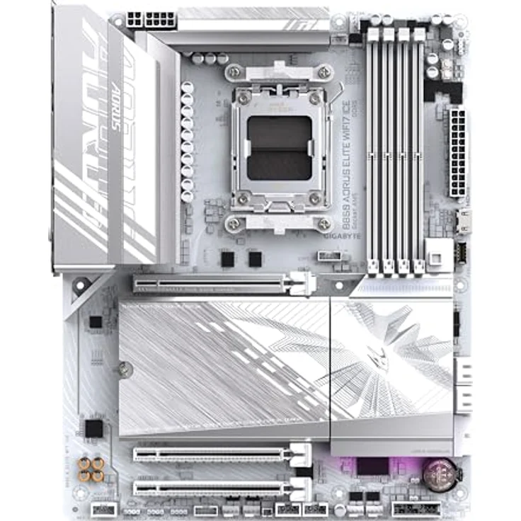 Gigabyte B850 AORUS Elite WIFI7 Ice Motherboard - AMD Ryzen 9000 Serie CPUs, 12+2+1 Phasen digitales VRM, bis zu 8200MHz DDR5 (OC), 1xPCIe 5.0 + 2xPCIe 4.0 M.2, 2,5 LAN, WiFi 7, USB 3.2 Gen 2x2 – Bild 2