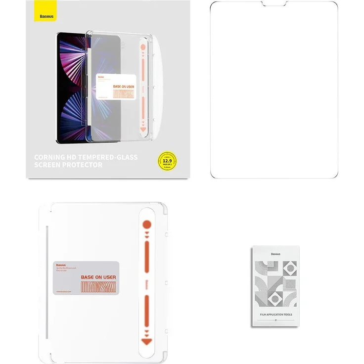 Baseus Tempered Glass Screen Protector für iPad Pro 12.9" (2018/2019/2020/2021/2022), gehärtete Schutzfolie mit hoher Lichtdurchlässigkeit und oleophober Beschichtung, 1 Stück