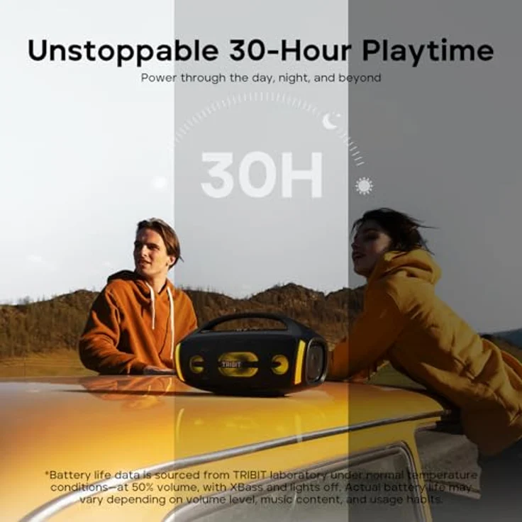 Tribit StormBox Blast 2 Bluetooth Lautsprecher, 200W mit Subwoofer, XBass, LED-Leuchten, IP67, Karaoke Funktion - Perfekt für Outdoor Party/Strand – Bild 5