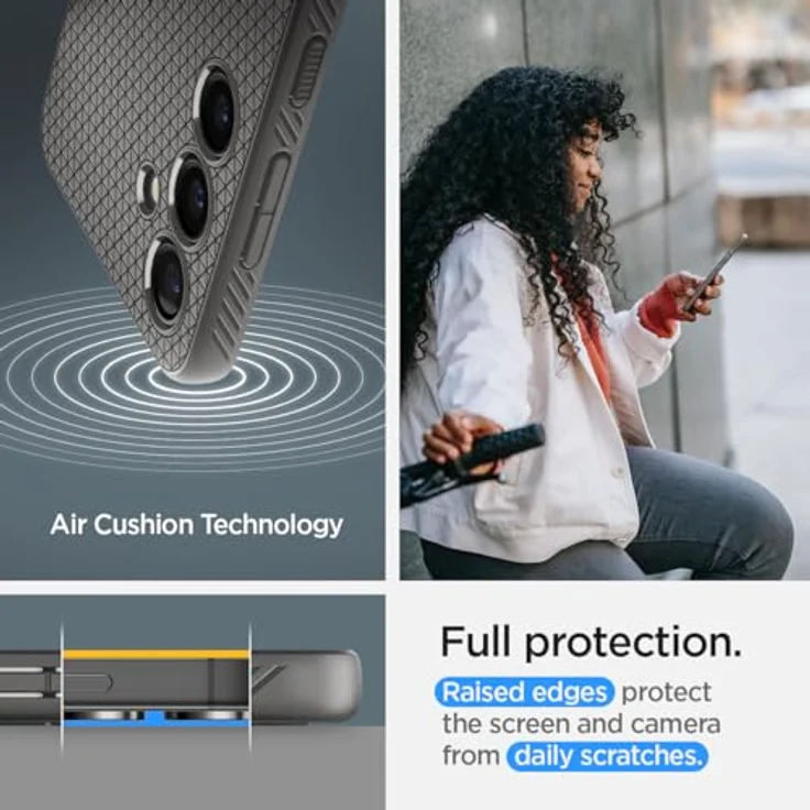 Spigen Liquid Air Hülle Kompatibel mit Samsung Galaxy S24 - Grau, Gemustertes TPU für Fingerabdruckvermeidung und Eckschutz – Bild 5