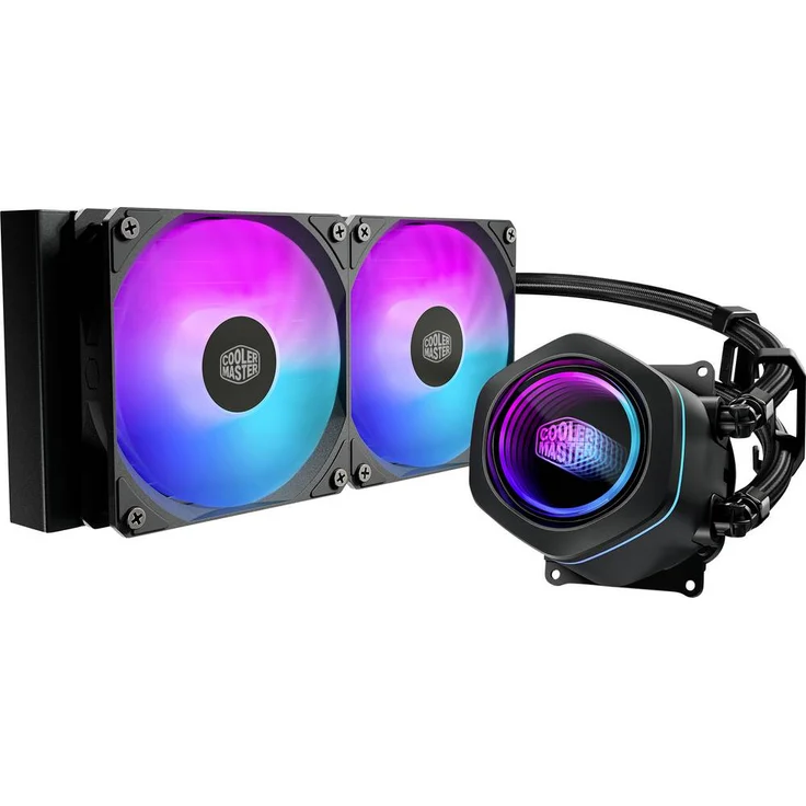 Cooler Master MasterLiquid Core Nex 240, Wasserkühler mit verbesserten Lüftern und Infinity-Mirror-Design, schwarz