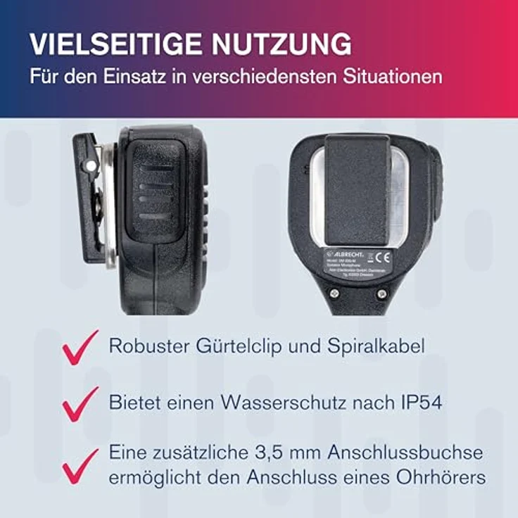Albrecht SM 600 Lautsprecher-Mikrofon, 41755, L-Stecker mit 3,5mm Anschluss für externen Ohrhörer – Bild 5
