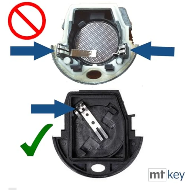 mt-key Auto Schlüssel Ersatz Gehäuse 2 Tasten, inkl. HAA Rohling & VARTA CR2032 Knopfzelle für VW Lupo, Fox, Sharan, T4, Seat Ibiza, Leon, Funk Fernbedienung – Bild 2