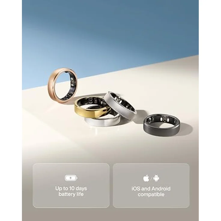 RingConn RingConn Gen 3, Fitness-Tracker mit Gefäßgesundheits-Trends, Schlafapnoe-Muster-Erkennung und 14 Tagen Akkulaufzeit, ohne Abo, Silber, Größe 10 – Bild 6