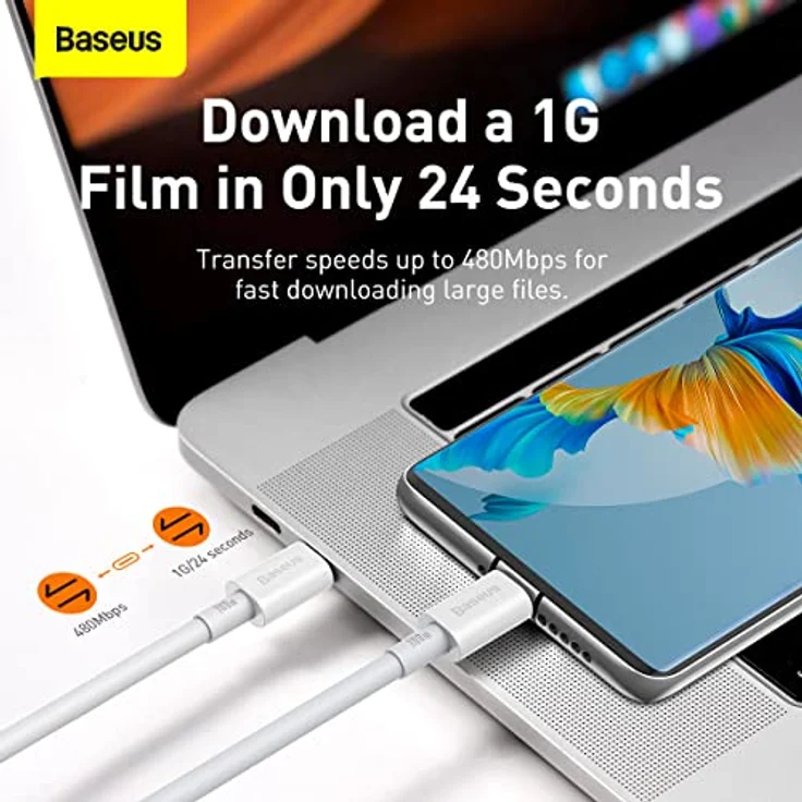 Baseus Superior Series USB-C auf USB-C Kabel, Schnellladung 100W (5A, 20V), 2m, weiß – Bild 7