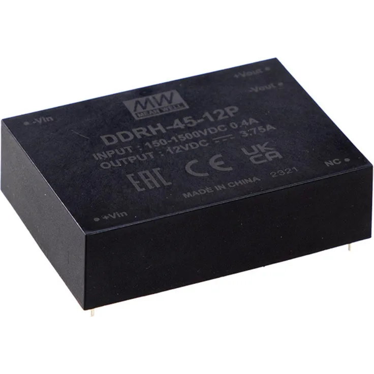 MEANWELL DDRH-45-15P, DC-DC-Wandler geregelt 15V 3A, kompakt und zuverlässig