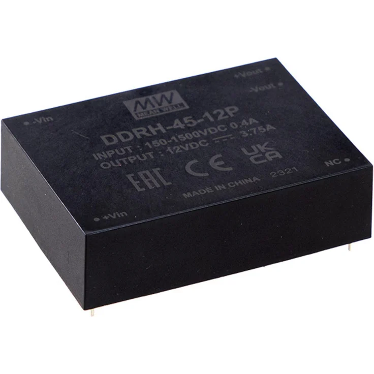 MEANWELL DDRH-45-15P, DC-DC-Wandler geregelt 15V 3A, kompakt und zuverlässig