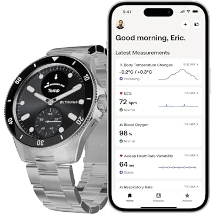 Withings ScanWatch Nova Smartwatch, EKG, Temperaturverfolgung, 10 ATM, Saphierglas – Bild 2