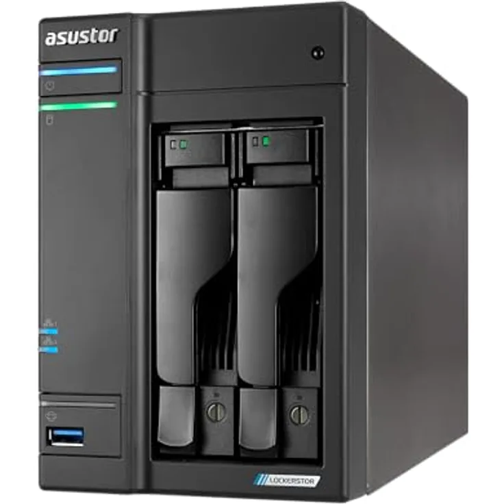 Asustor Lockerstor 2 Gen2+ AS6702T V2, NAS-Server mit Quad-Core Intel Celeron N5105, 5Gbit Ethernet, 4 M.2 NVMe SSD-Steckplätzen, 4 GB RAM und 10Gbps USB Anschlüssen