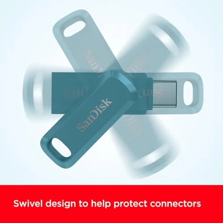 SanDisk Ultra Dual Drive Go, 1000 GB USB-Stick mit USB-C und USB-A, drehbares Design, türkise Farbe – Bild 7