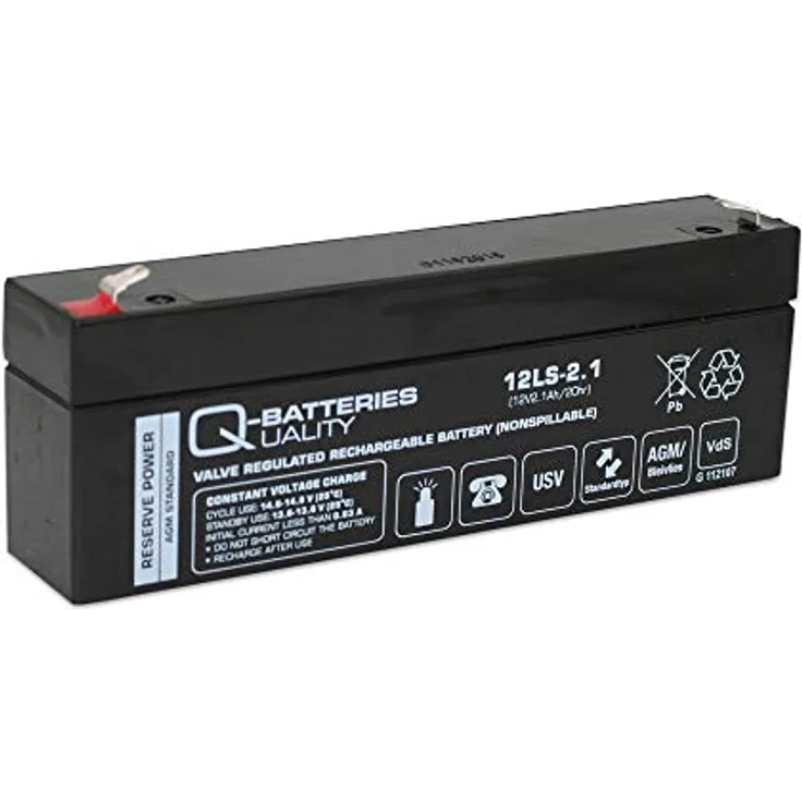 Q-Batteries 12LS-2.1 12V 2,1Ah Blei-Vlies Akku AGM VRLA VRLA mit VDs