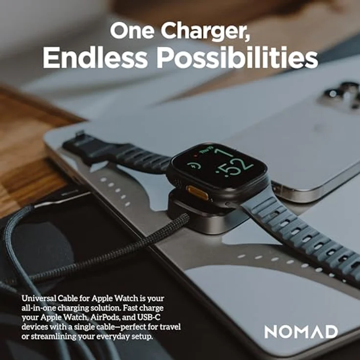 NOMAD Universal-Kabel für Apple Watch, 1,5 m, USB-C, robust mit Kevlar-Ummantelung, integrierter Kabelbinder – Bild 4