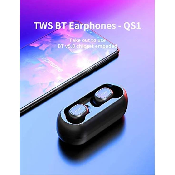 QCY-T1 TWS Bluetooth 5.0 Sport-Kopfhörer In-Ear, kabellos,Mehr als 20 Std. Batterielaufzeit mit Ladecase, IPX4 wasserfest und integriertes Duo HD Mikrofon, schwarz – Bild 8