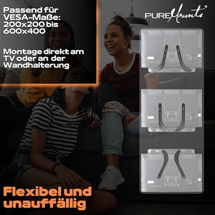 PureMounts PM-SOUND-B Soundbar Unviseralhalterung für Montage am TV oder Wandhalterung, Traglast: max. 15,0kg, VESA 400x400 – Bild 4