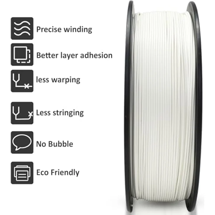 GIANTARM PLA Filament 1.75mm, 1kg Spule, hochwertig, vakuumverpackt, umweltfreundlich, weiß – Bild 3