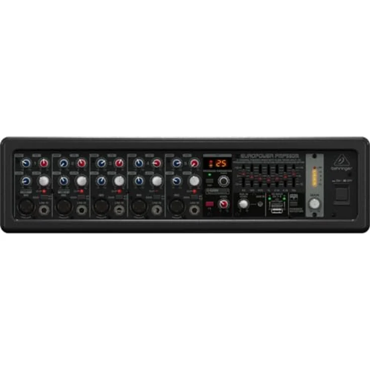 Behringer PMP550M, 5-Kanal Powermixer mit 2x 250 W Class-D-Verstärkung, Multi-FX-Prozessor und schwarzer Farbe – Bild 2