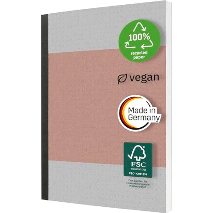 Sigel Notizbuch A5 Recycling, 200 Seiten Softcover mit Dot-Lineatur, 80g, koralle, FSC-zertifiziert