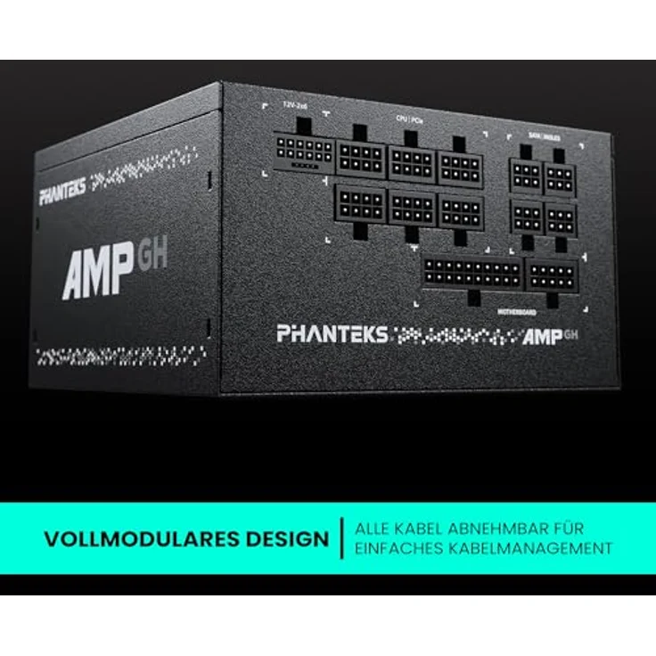 Phanteks AMP GH V2 1000W 80 PLUS Platinum Netzteil, PCIe 5.1, vollmodulares Kabelmanagement, schwarz – Bild 4