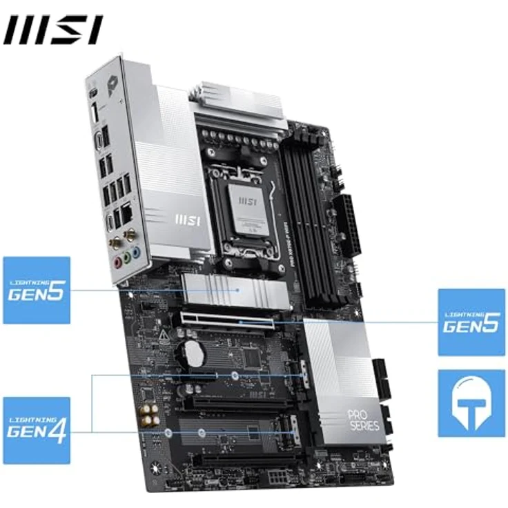 MSI PRO X870E-P WIFI, ATX Mainboard mit AMD AM5 Sockel, bis zu 256 GB DDR5 RAM, Wi-Fi 7 und 5 Gigabit Ethernet – Bild 5