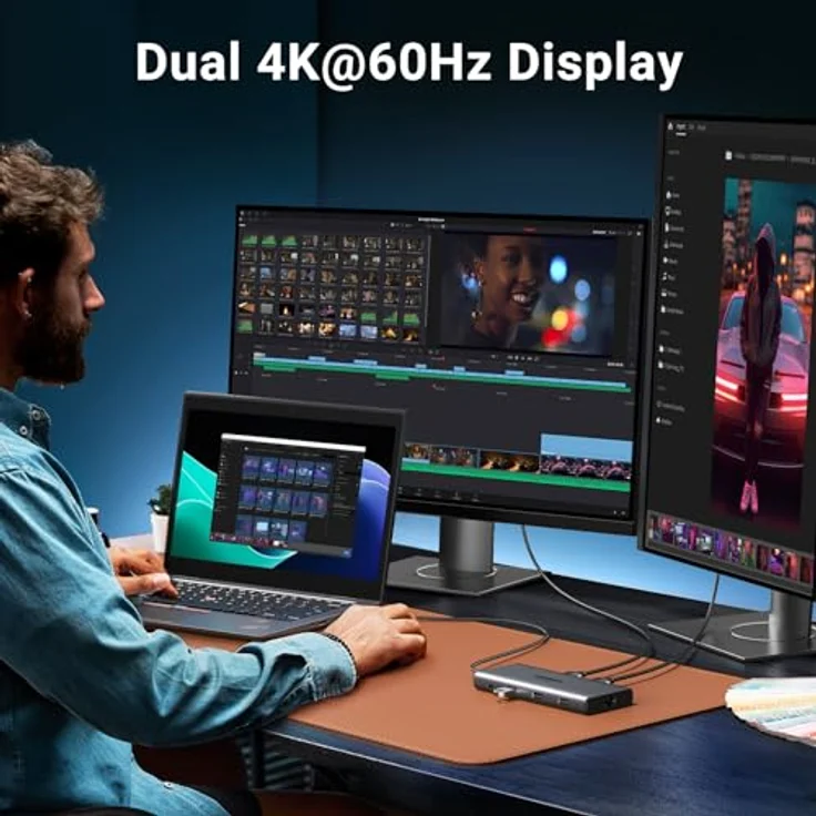 UGREEN Revodok Pro 210 USB C Docking Station Dual HDMI 10 IN 1 USB C Hub 2 HDMI, Gigabit Ethernet, PD 100W Schnellladen, SD/TF Kartenleser, Schwarz – Bild 3