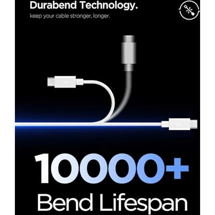 Spigen Essential 60W USB-Kabel, USB-A <-> USB-C, 2m, Weiß – Bild 3