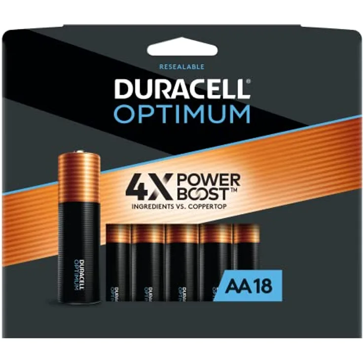 Duracell Optimum AA Batterien | 18er Pack | Lasting Power Double A Batterie | Wiederverschließbares Paket zur Aufbewahrung | Alkaline AA Batterie ideal für Haushalt und Büro Geräte