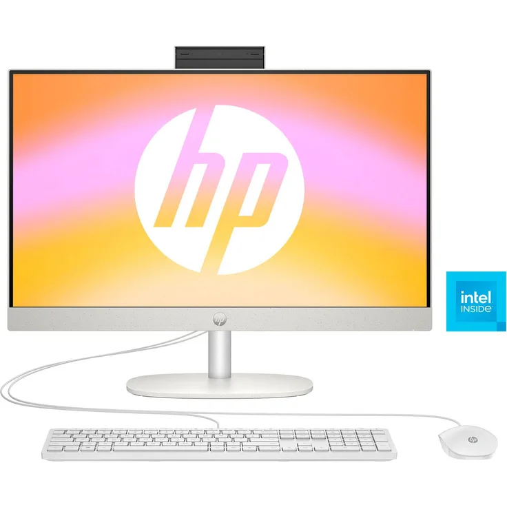 HP 24-cr0211ng All-in-One PC, 23,8 Zoll FHD, Intel N 100, 8 GB RAM, 512 GB SSD, Shell White