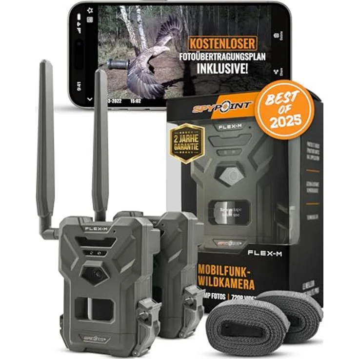 Spypoint Wildkamera Flex-M – Twin Pack Wildkamera, LTE Übertragung, 28 MP Auflösung, 15 Sek. HD Videos, 512 GB Speicher, europaweite Netzabdeckung, schwarz – Bild 2