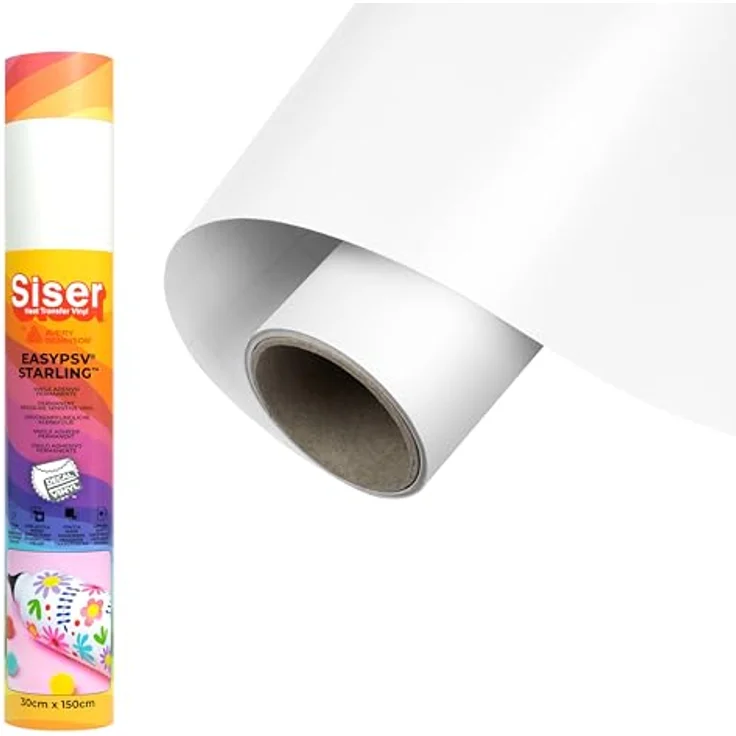 Siser EasyPSV® Starling, selbstklebende Folie 30 cm, Weiß mit hoher Langlebigkeit und spülmaschinenfest – Bild 1