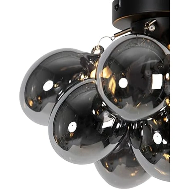 Qazqa - Design Deckenleuchte schwarz mit Rauchglas 3-flammig - Uvas LED geeignet G9 – Bild 3