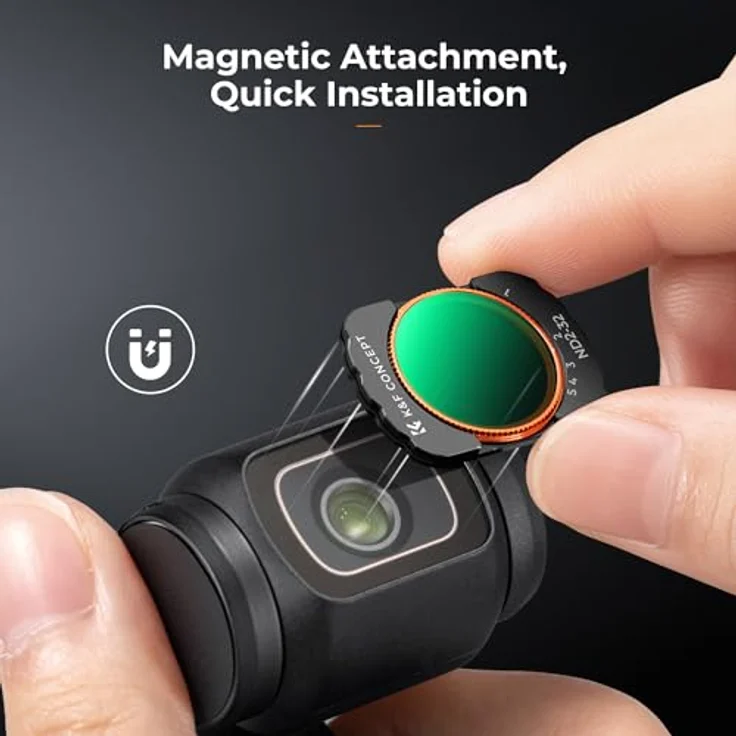K&F CONCEPT magnetisches ND Filter Set für DJI Osmo Pocket 3/4, Variabler ND2-ND32 und ND32-512, Aluminiumrahmen, schnelle Montage, Multi-Beschichtung – Bild 3