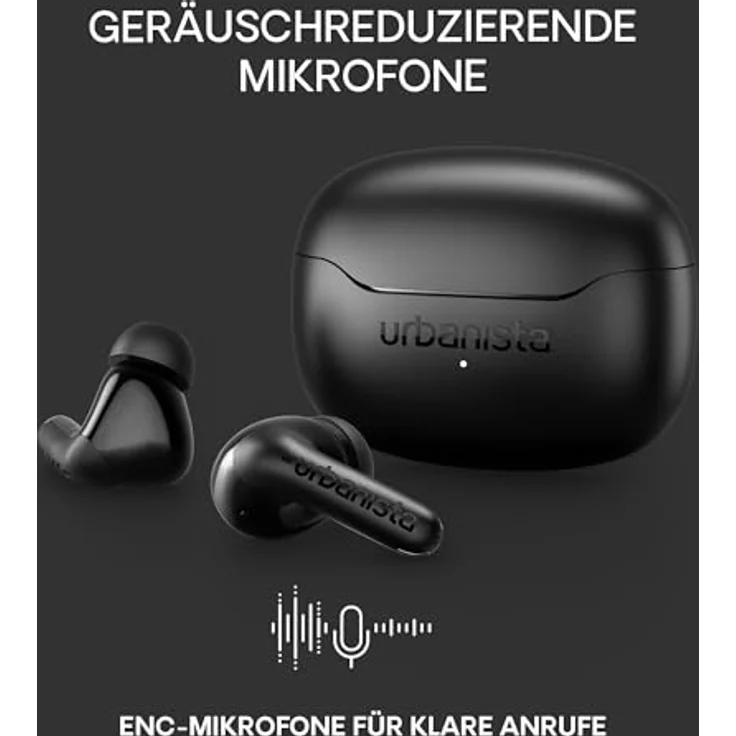 Urbanista Palermo, True Wireless Stereo Kopfhörer mit aktiver Geräuschunterdrückung, spritzwassergeschützt, bis zu 32 Stunden Akkulaufzeit, Schwarz – Bild 4