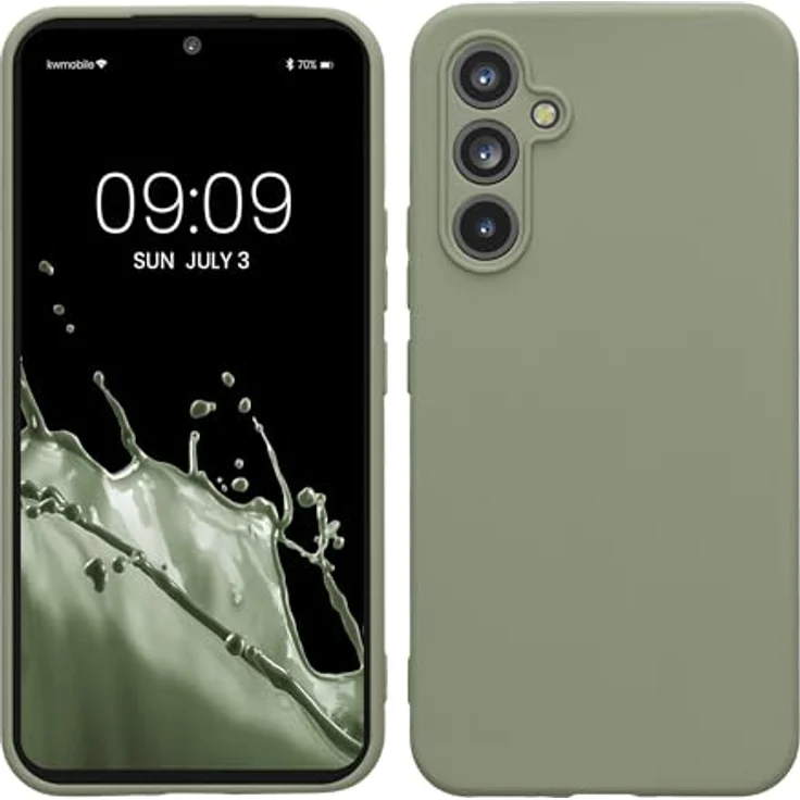 kwmobile Handyhülle für Samsung Galaxy A54 5G – weiche Silikon Schutzhülle in Graugrün mit präzisen Ausschnitten für Kamera und Anschlüsse – Bild 1