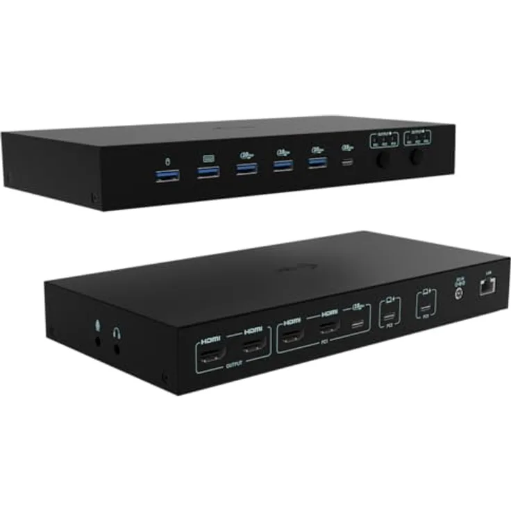 i-tec USB-C KVM Dock PRO für DREI Hosts, Dual Video, max. 92W, HDMI, 4 USB-Anschlüsse